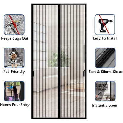 Magnetic Bug-Free Mesh Screen Door